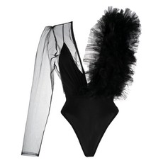 알케미 러플 싱글 소매 바디수트