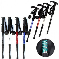 4단 접이식 등산 스틱 길이조절 휴대용 일자형 T자형 지팡이 경량 트래킹 산책, 클라이 4단일자스틱(블랙), 1개