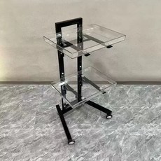 스테인리스 트롤리 미용웨건 트레이 2단 미용실 카트, 기본구성, 1x1x1cm, 아크릴 접이식 카트 화이트