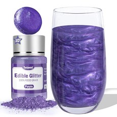 Twisweet 트위스위트 골드 식용 글리터 음료용 10g 스프링클 케이크 장식용품 광택 가루 칵테일 색소 셰이머 파우더 컵케이크 쿠키 장식용, Purple