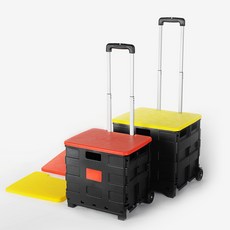 엔조이리빙 다용도 폴딩 박스형 핸드카트 + 뚜껑세트, 1개, MI-BCW25중형(25kg)+뚜껑(레드)