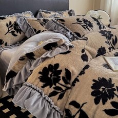 프랑스 스타일 겨울 밀크 플리스 피스 침구 부드럽고 이불 커버 시트 베개, 9. 7