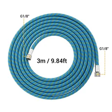 3 미터/10 피트 나일론 브레이드 에어 브러시 호스 표준 1/8 "" - 1/4 버쉬 키트 용 어댑터 슈트 in 1 도구 액세서리, NCT-3M Blue Hose1