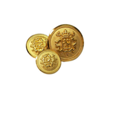 佰昇國際 Baisheng 徽章金屬鈕釦 金色精緻圖案鈕扣 服裝手工藝品適用 提升質感品味, 金色, 1個