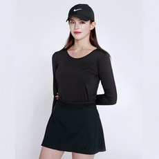 루핏스포츠 여성 라운드 겨울 기모 보온 골프 자외선차단티셔츠 골프이너웨어 블랙