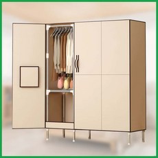 조립식 비키니옷장 자취 원룸 DIY 여닫이 옷걸이행거 frs+TezY5j, frs+더블 베이지
