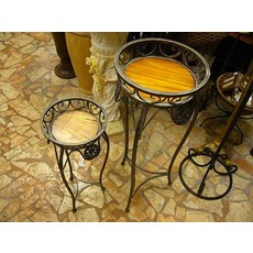 *︵House傢飾︵* 鍛鐵實木花台架(圓) 2個1組 - 新品上市, 1個