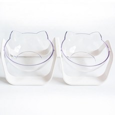 디에스펫 강아지 고양이 식기 야옹볼 더블프레임, 1개, 화이트