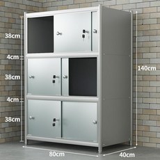 스테인리스 수납장 간이 창고 농막 보관함, 잠금장치 포함 3단문 80 x 40x140