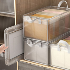 pvc 투명 정리함 접이식 리빙박스 이동식 pvc 투명 수납함 다용도 보관함 옷장 손잡이, 1