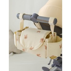 【PetHaus】大容量推車掛袋 寵物推車掛袋 推車收納袋 推車掛袋 置物袋 推車 大容量 掛鉤 掛袋, 白色小熊, 1個