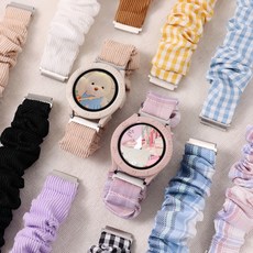 오르몽트 갤럭시워치 스크런치 스트랩 코듀로이 체크 곱창밴드 20mm 밴드 시계줄 줄질, 코듀로이-베이지, 1개