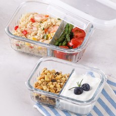 1+1 네오플램 내열유리 나눔 반찬통 370ml+600ml, 1세트