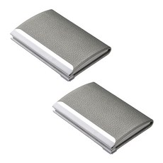 오마이남친 모던 가죽 명함 지갑 케이스, 2개 세트, 실버