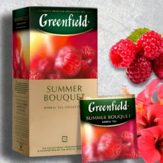 그린필드 썸머부케 히비스커스&라즈베리맛 허브티 개별포장 유럽 러시아 홍차 먹거리, 2g, 25개입, 1개