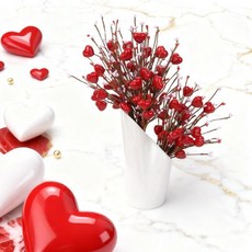 발렌타인데이용 인공 꽃다발 장식 나무 하트 모양 디자인 홈 데코 파티 소품, 5. 5