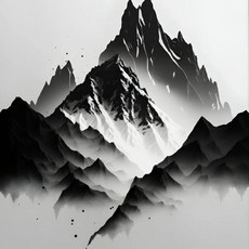 프레임리스 미니멀리스트 흑백 산 나무 풍경 포스터 인쇄 캔버스 그림 벽 예술 거실, 3. 7