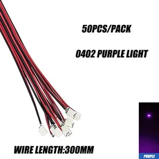 50pcs SMD LED 모델 빛 0402 마이크로 Led 사전 납땜 칩 유선 3V 철도 기차 DIY 구축 키트 장난감 리드 와, 14 0402 Purple