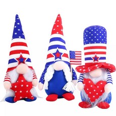 해외 Gavoyeat 7월 4일 장식 난쟁이 플러시 애국 파티 장식품 기념 대통령의 날 홈 데코 3팩 미국매장정품+ 1725582, 해외 Gavoyeat 7월 4일 장식 난쟁이 플러시 애
