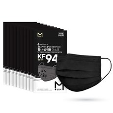KF94 덴탈 마스크 중형 국산 학교 위생지퍼백 포장 5매입, 10개, 블랙