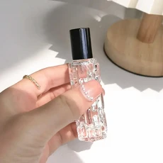 유리 롤러 병 향수 온 미니 에센셜 오일 용기 샘플 빈 여행 바이알 10ml, 04 Black 10ml