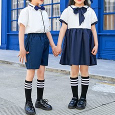 네이비 소매라인 하복 교복세트 유치원 어린이 합창단