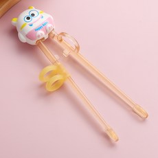 兒童訓練筷寶寶學習回彈筷子塑料練習筷子小孩兒童卡通餐具筷套裝, 1個, OO怪回彈筷子:如圖