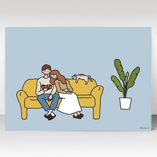 뚜뚜아트 감성 가족 포스터 We are family3, 47. With cat(가로형)