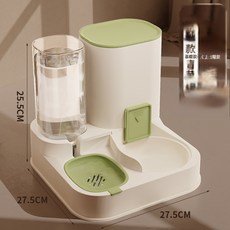 自動餵食喂水一體機寵物飲水器餵食器貓咪飲水機貓碗狗碗跨境批發, 1個, 基礎款 綠:如圖, 1L