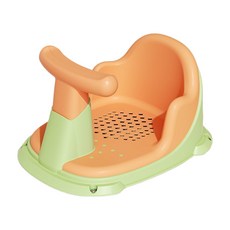 寶寶洗澡椅 嬰兒學坐學習椅 多功能浴凳, 1個, 【升級軟墊防滑款】橙色