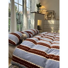 스트라이프 이불커버외 이불커버세트 겨울용 밀크벨벳 4피스 1.5m/1.8m