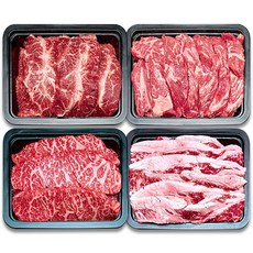 프리미엄 소고기 모둠구이 1kg 4종세트 부채살 갈비살 살치살 우삼겹 1kg 소한마리 4종세트, 1kg(프리미엄 모둠구이 4종 세트), 1개