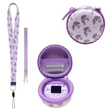 LTGEM 케이스 다마고치 픽스/다마고치 오리지널/다마고치 나노 x/다마고치 헬로 키티/다마고치 유니와 호환되는 랜야드 넥 스트랩이 있는 휴대용 전자 반려동물 보호 케이스(핑, 퍼플 퍼플