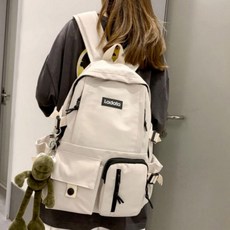 캐주얼 여행 백팩 투포켓 가벼운 대학생 1박2일 노트북 수납 데일리 가방 단체가방, 블랙