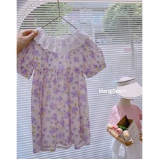 現貨童裝 快速出貨 童趣小姐 精品滿版紫花洋裝 門市大量現貨 - 女童/男童/小童/中童/大童