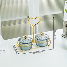 家用客廳輕奢高檔分格糖果零食擺放盤帶蓋乾果盤, 菸灰2格圓碟帶桃心架