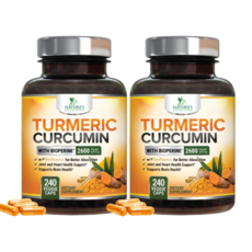 Turmeric Curcumin NATURES Nutrition BioPerine 함유 터메릭 커큐민 바이오페린 블랙페퍼, 2개, 240정