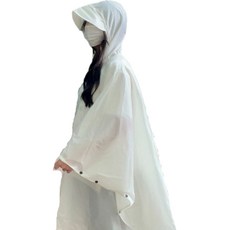유얼즈 판초우의 우비 레인코트 캠핑 등산 여자 남자 (순면 손수건 증정), 화이트(손수건증정)