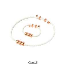 [세트 할인] 클라비스 바흐 건강 팔찌 목걸이 세트 근육통 완화 의료기기, 화이트, 로즈골드, 1개