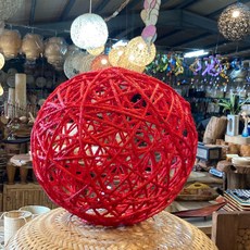 Nature House 麻線燈球吊燈 20公分 黑色 紅色款 居家照明, 紅, 1個