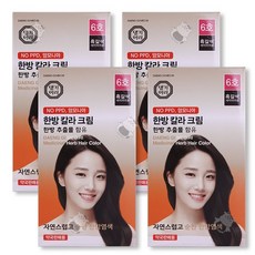 댕기머리 한방칼라크림 염색약 한방염색약(새치), 6호-흑갈색, 4통+마술패치2매