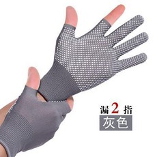 超值 夏季手套耐磨露二指手套防曬防滑戶外運動透氣釣魚 副廠商品, 1個, 柔和舒適款 防滑+耐磨+透氣 露二指灰色, 1雙超薄裝 -左右手隨機