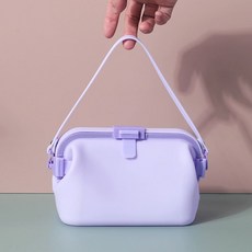 식품급 실리콘 밀폐 보관백 재사용 가능 식품 진공 환경 친화적 대용량 보관 냉동용기 과일 수영복보관 모찌백, 퍼플 2000ml 손잡이 포함