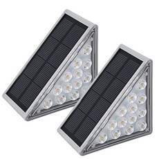 【禾統】台灣現貨 太陽能階梯燈 LED樓梯燈 陽台燈 戶外庭園燈 階梯照明, 白光（兩入）, 灰色