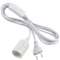 EU 플러그 1 8m 전원 코드 케이블 펜던트용 스위치 와이어가있는 E27 램프베이스 홀더 Led 전구 고정 장치 행램프 서스펜션 소켓, 1개, 2) 1pc white with cap  EU plug