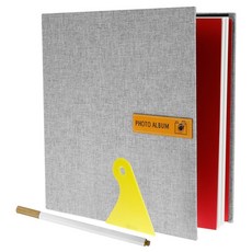 60 페이지 대형 앨범 펜으로 자기 접착 앨범 DIY 리넨 하드 커버 스크랩북 앨범 특별한, Gray, 1개