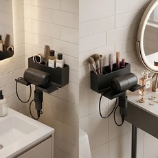 AMENYX 무타공 드라이기 거치대, 블랙, 1개