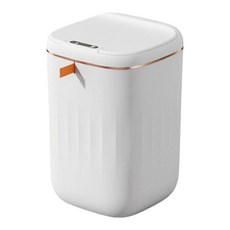 智能感應掀蓋式垃圾桶, 白色+金框