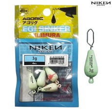 니켄 아고리그 에기싱커 4개입 케이무라 팁런싱커 봉돌에기, 7g