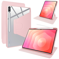 디상커 갤럭시 탭 720도 회전 단색 투명 펜슬수납 태블릿 케이스 S11 울트라/S11/S10 FE+/S9 FE+/S9 FE/A11+/A9+ 14.6/13.1/12.4/11인치, 핑크, 1개